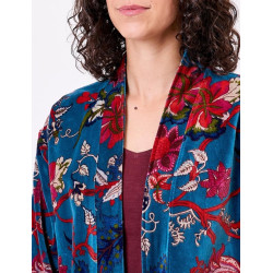 Veste Kimono velours DHARMA HFKD2683 Bleu - La Fiancée - Achat en ligne - Jaines