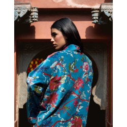 Veste Kimono velours DHARMA HFKD2683 Bleu - La Fiancée - Achat en ligne - Jaines