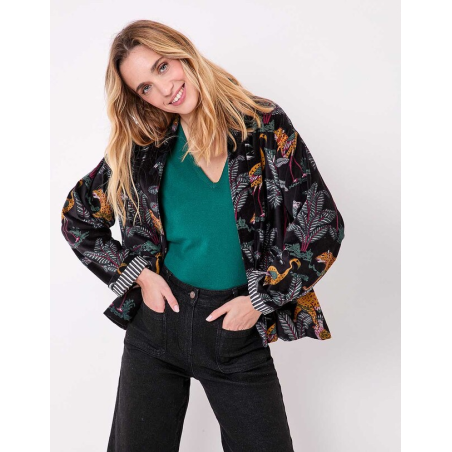 Veste Kimono velours DHARMA HFKD2694 Noir - La Fiancée - Achat en ligne - Jaines