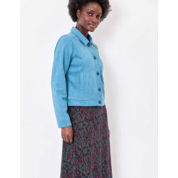 Veste courte suédine doublée AJDA HFVA2605 - La Fiancée - Achat en ligne - Jaines