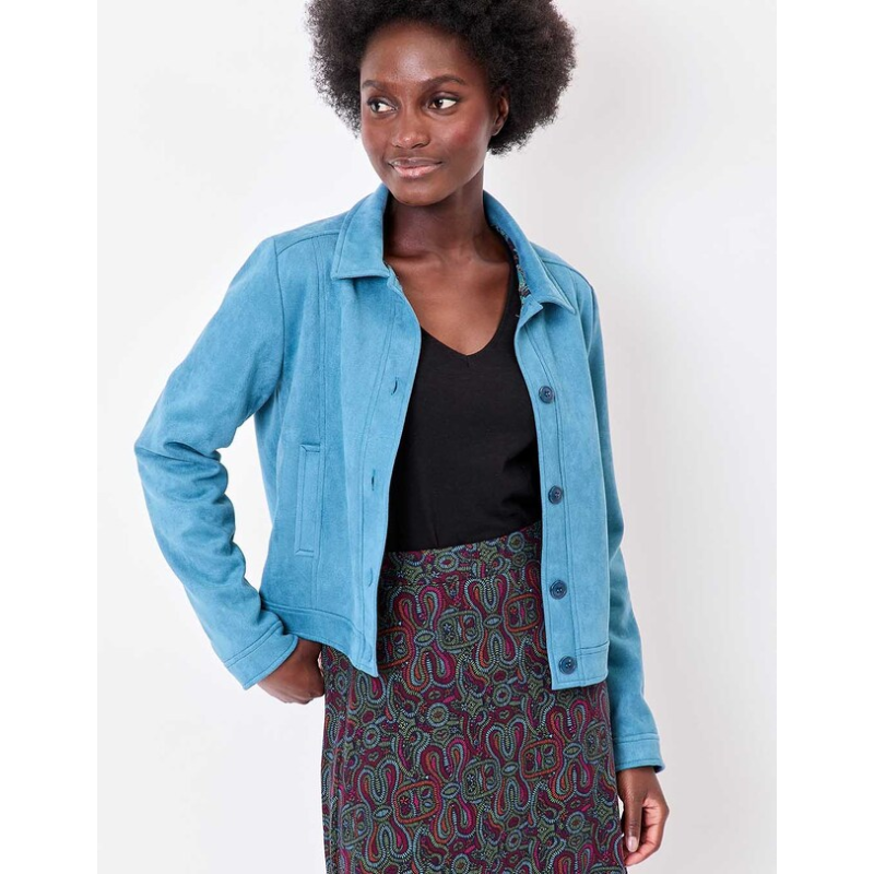 Veste courte suédine doublée AJDA HFVA2605 - La Fiancée - Achat en ligne - Jaines