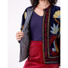 Veste kimono velours brodée GYPSO Broderie rouge HFVG2603 - La Fiancée - Achat en ligne - Jaines