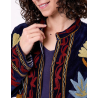 Veste kimono velours brodée GYPSO Broderie rouge HFVG2603 - La Fiancée - Achat en ligne - Jaines