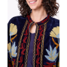 Veste kimono velours brodée GYPSO Broderie rouge HFVG2603 - La Fiancée - Achat en ligne - Jaines