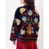 Veste kimono velours brodée GYPSO Broderie rouge HFVG2603 - La Fiancée - Achat en ligne - Jaines