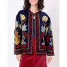 Veste kimono velours brodée GYPSO Broderie rouge HFVG2603 - La Fiancée - Achat en ligne - Jaines