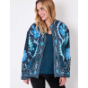 Veste kimono velours brodée GYPSO Broderie bleu HFVG2687 - La Fiancée - Achat en ligne - Jaines