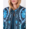 Veste kimono velours brodée GYPSO Broderie bleu HFVG2687 - La Fiancée - Achat en ligne - Jaines