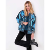 Veste kimono velours brodée GYPSO Broderie bleu HFVG2687 - La Fiancée - Achat en ligne - Jaines