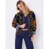 Veste kimono velours brodée GYPSO Broderie verte HFVG2686 - La Fiancée - Achat en ligne - Jaines