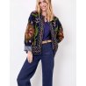Veste kimono velours brodée GYPSO Broderie verte HFVG2686 - La Fiancée - Achat en ligne - Jaines