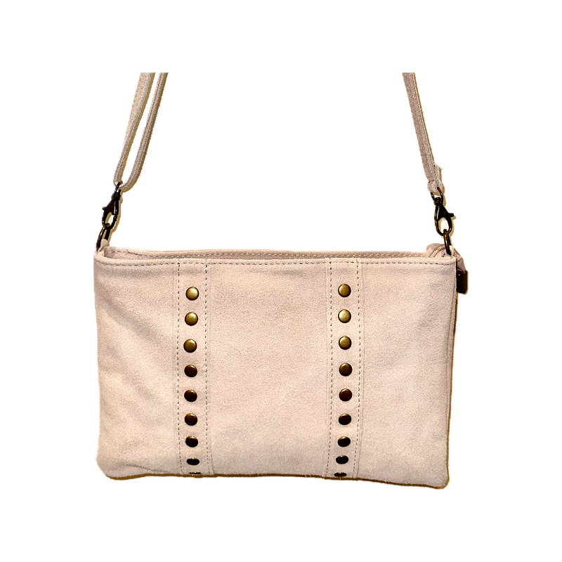 Sac à main en cuir suédé avec clous Bleu - CHENSON GORETT - Achat en ligne - Jaïnès
