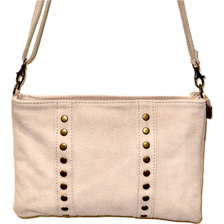 Sac à main en cuir suédé avec clous Bleu - CHENSON GORETT - Achat en ligne - Jaïnès