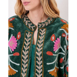 Veste Kimono velours DHARMA HFKD2694 Verte - La Fiancée - Achat en ligne - Jaines