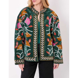Veste Kimono velours DHARMA HFKD2694 Verte - La Fiancée - Achat en ligne - Jaines
