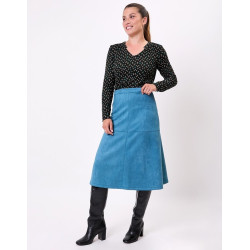 Jupe midi évasée suédine HFJB2605  - La Fiancée - Achat en ligne - Jaines