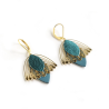Boucles d'oreilles Fleur de Muguet - Cuir Bleu Canard -Chenoha Studio - Achat en ligne - Jaines