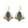 Boucles d'oreilles Fleur de Muguet - Cuir Bleu ciel métallisé -Chenoha Studio - Achat en ligne - Jaines