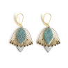 Boucles d'oreilles Fleur de Muguet - Cuir Turquoise, Argent  -Chenoha Studio - Achat en ligne - Jaines