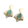 Boucles d'oreilles Fleur de Muguet - Cuir Turquoise, Argent  -Chenoha Studio - Achat en ligne - Jaines