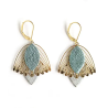Boucles d'oreilles Fleur de Muguet - Cuir Turquoise, Argent  -Chenoha Studio - Achat en ligne - Jaines
