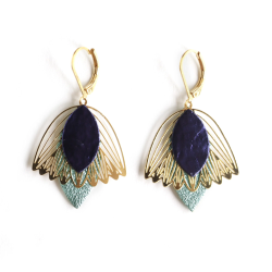 Boucles d'oreilles Fleur de Muguet - Cuir Violet, Turquoise  - Chenoha Studio - Achat en ligne - Jaines