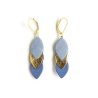 Boucles d'oreilles Sequins - Cuir Bleu, Doré - Chenoha Studio - Achat en ligne - Jaines