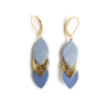 Boucles d'oreilles Sequins - Cuir Bleu, Doré - Chenoha Studio - Achat en ligne - Jaines