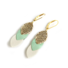 Boucles d'oreilles Sequins - cuir Pois dorés, Menthe, Blanc - Chenoha Studio - Achat en ligne - Jaines