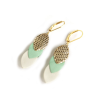 Boucles d'oreilles Sequins - cuir Pois dorés, Menthe, Blanc - Chenoha Studio - Achat en ligne - Jaines