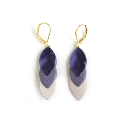 Boucles d'oreilles Sequins - cuir Violet métal, Rose clair - Chenoha Studio - Achat en ligne - Jaines