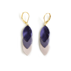Boucles d'oreilles Sequins - cuir Violet métal, Rose clair - Chenoha Studio - Achat en ligne - Jaines