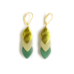Boucles d'oreilles Sequins - cuir Chartreuse, vert clair - Chenoha Studio - Achat en ligne - Jaines