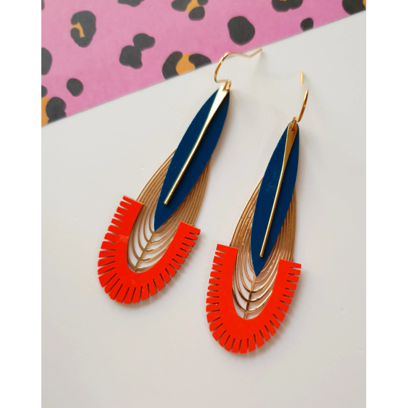 Boucles d'oreille  CALYPSO pétrole - Rose Bouchon - Achat en ligne - Jaines