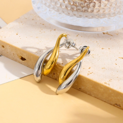 Boucles d'oreilles bicolores torsadées - Eclat Paris - Achat en ligne - Jaines