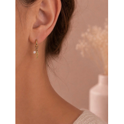 Boucles d'oreilles créoles poisson et perle - Eclat Paris - Achat en ligne - Jaines