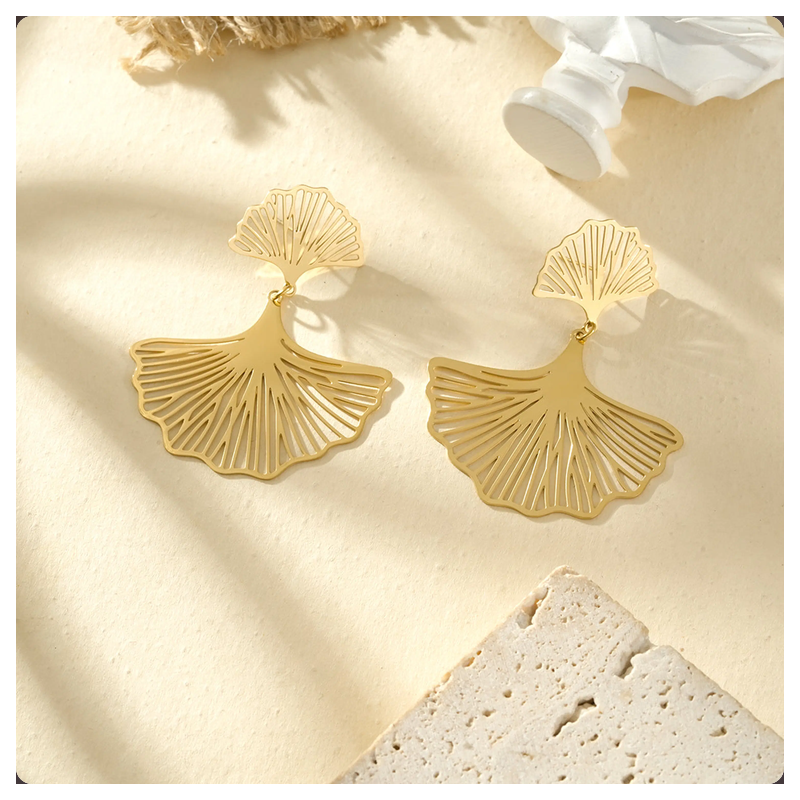 Boucles d'oreilles feuille de ginkgo - Eclat Paris - Achat en ligne - Jaines