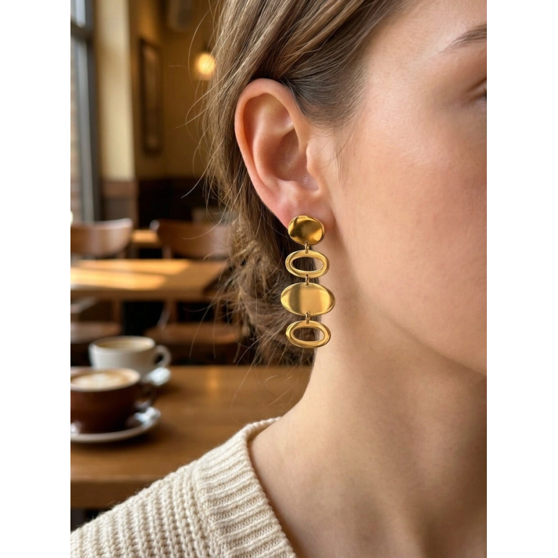 Boucles d'oreilles  multi-maillons ovales- Eclat Paris - Achat en ligne - Jaines