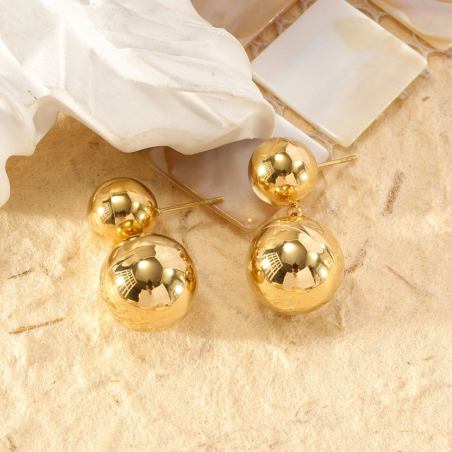 Boucles d'oreilles double sphère- Eclat Paris - Achat en ligne - Jaines