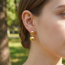 Boucles d'oreilles double sphère- Eclat Paris - Achat en ligne - Jaines