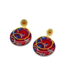 Boucles D'Oreilles paon bleu pompons orange- Sunkris - Achat en ligne - Jaines