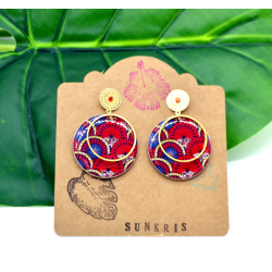 Boucles D'Oreilles paon bleu pompons orange- Sunkris - Achat en ligne - Jaines